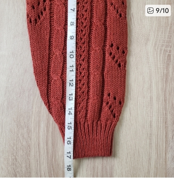 Vintage Rust Red Cable Knit Cardigan Sweater - Picture 7 of 8